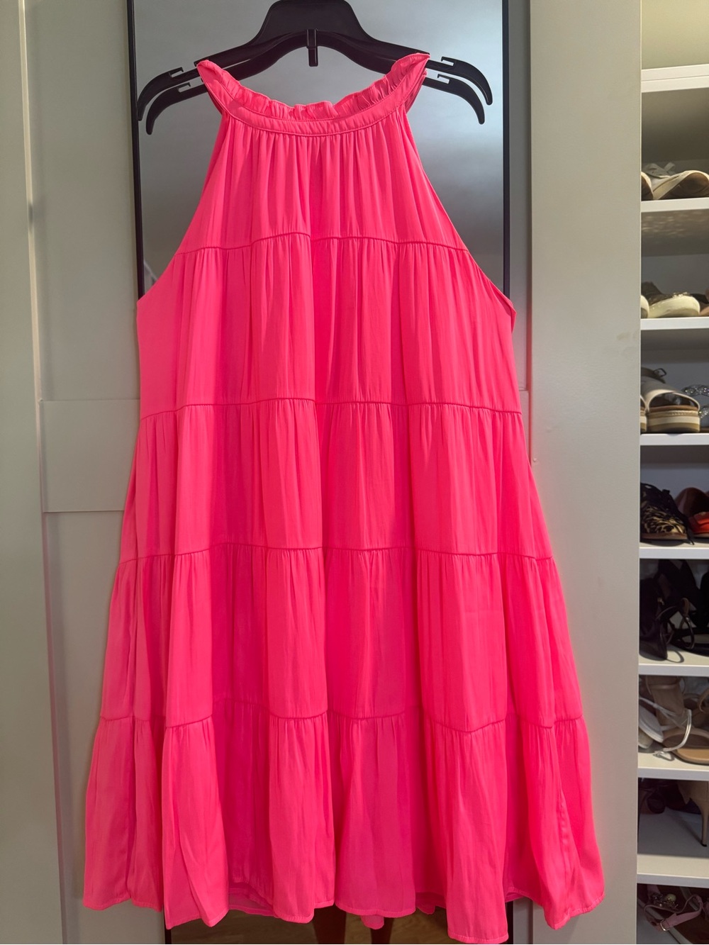 Skies Are Blue Hot Pink Tiered Mini Dress